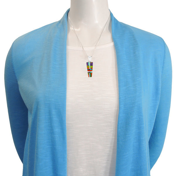 Sterling Silver Pendant & Earrings Set Multicolor PE4012-C52