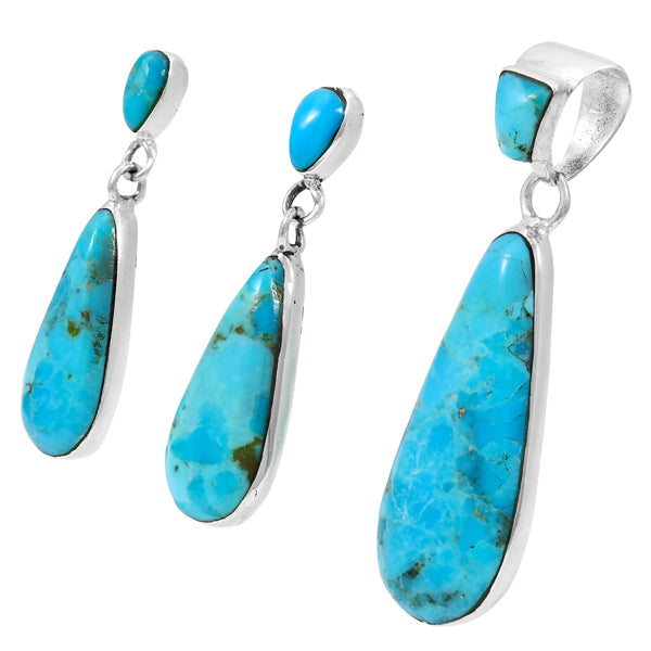 Sterling Silver Pendant & Earrings Set Turquoise PE4014-C75