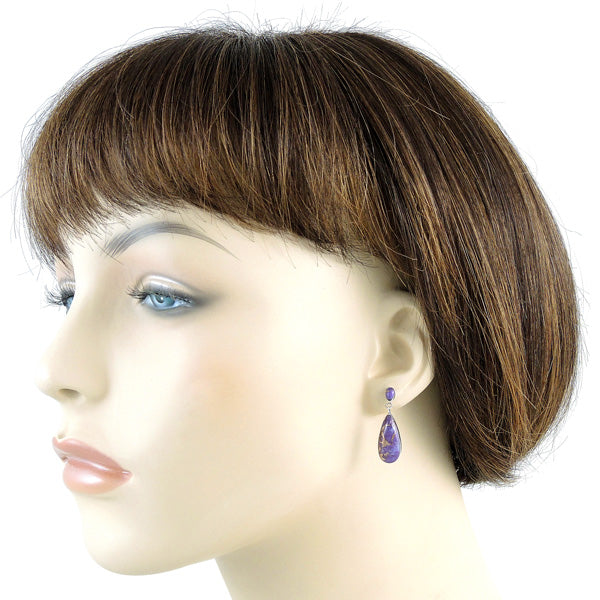 Sterling Silver Earrings Purple Turquoise E1258-C77