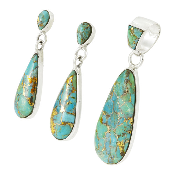 Sky Matrix Pendant & Earrings Set Sterling Silver PE4014-C94