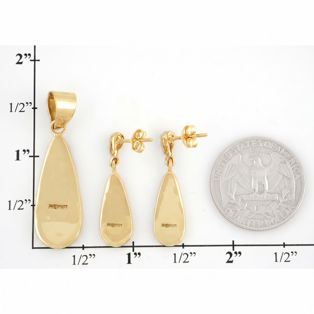 Multi Gemstones Pendant & Earrings Set GoldCopper PE4014-GB-C00