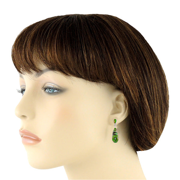 Sterling Silver Pendant & Earrings Set Green Turquoise PE4014-C22