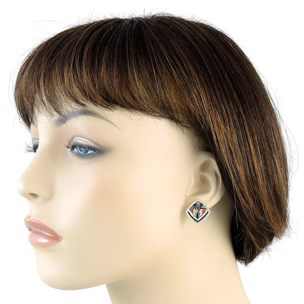 Sterling Silver Pendant & Earrings Set Multicolor PE4015-C01