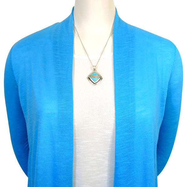 Sterling Silver Pendant & Earrings Set Turquoise PE4015-C21