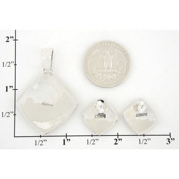 Sterling Silver Pendant & Earrings Set Multicolor PE4015-C00