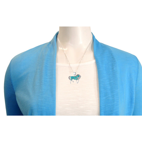 Sterling Silver Horse Pendant Turquoise P3125-C05