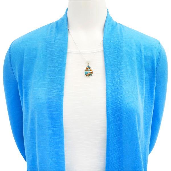 Spiny Turquoise Sterling Silver Pendant & Earrings Set PE4023-LG-C89