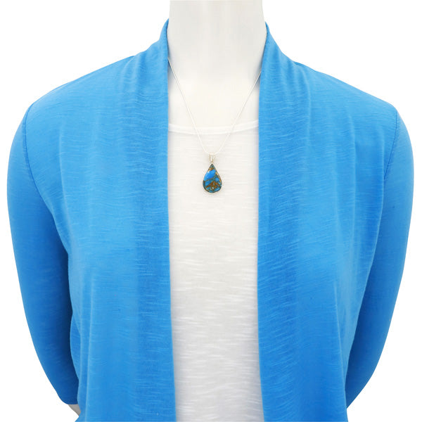 Matrix Turquoise Sterling Silver Pendant & Earrings Set PE4023-LG-C84