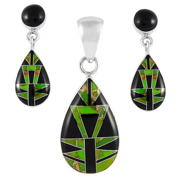 Multicolor Pendant & Earrings Set Sterling Silver PE4023-SM-C20