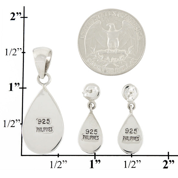 Sterling Silver Pendant & Earrings Set Multicolor PE4023-SM-C16