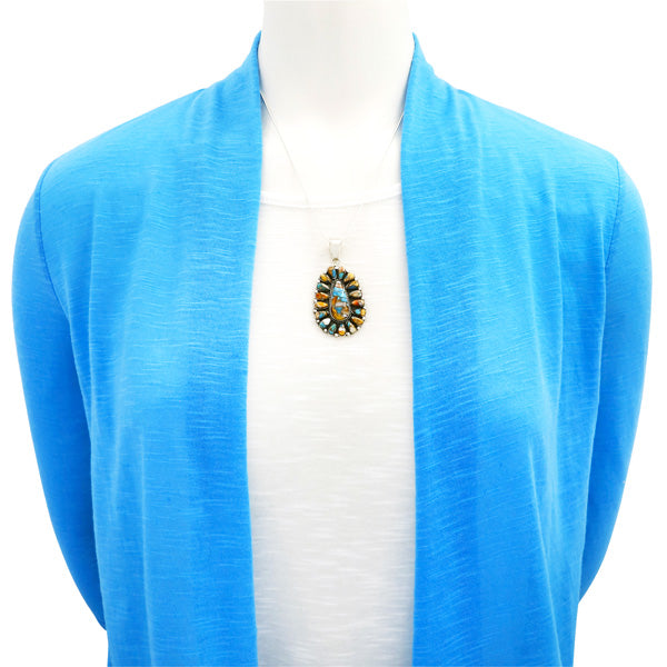 Spiny Turquoise Sterling Silver Pendant & Earrings Set PE4029-C89