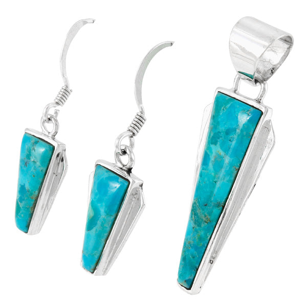 Turquoise Pendant & Earring Set Sterling Silver PE4033-C75