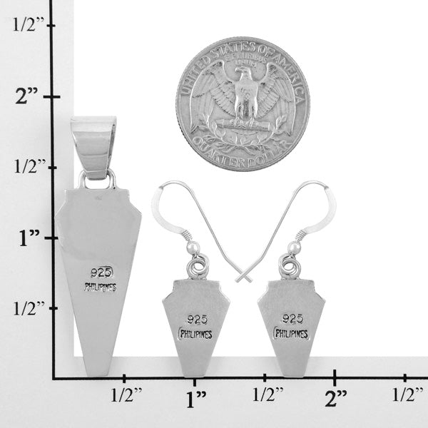Coral Pendant & Earrings Set Sterling Silver PE4033-C74