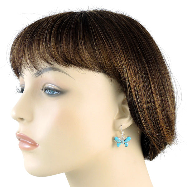 Sterling Silver Butterfly Pendant & Earrings Set Turquoise PE4039-C05