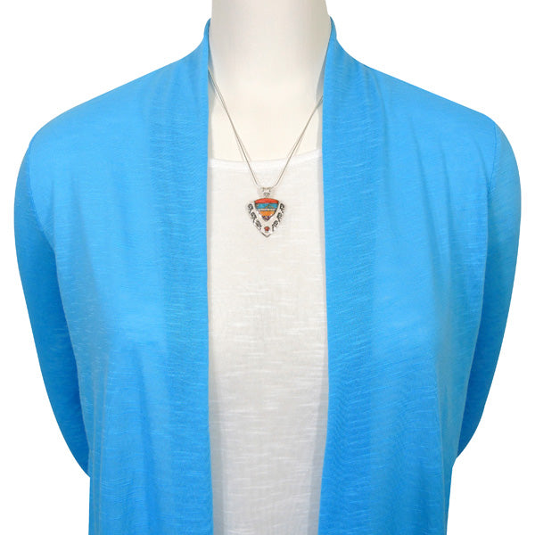 Sterling Silver Pendant & Earrings Set Multicolor PE4042-C00