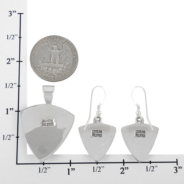 Sterling Silver Pendant & Earrings Set Turquoise PE4042-C21