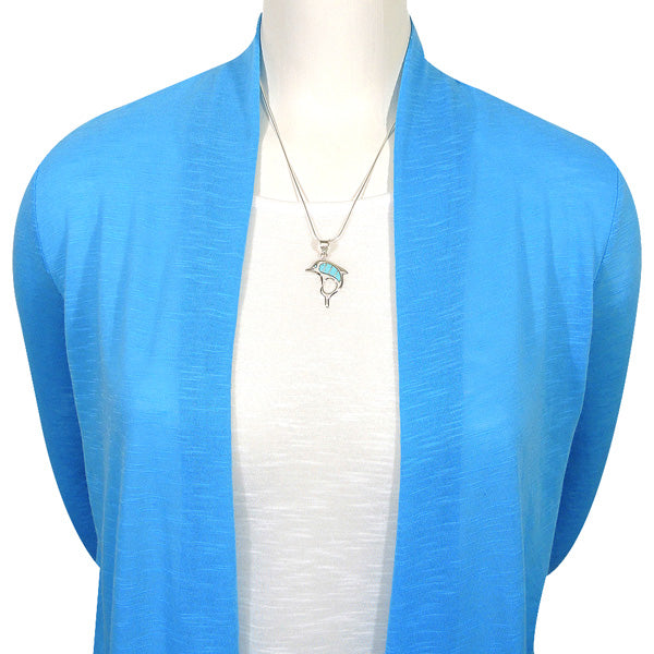 Sterling Silver Dolphin Pendant & Earrings Set Turquoise PE4048-C05