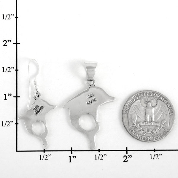 Sterling Silver Dolphin Pendant & Earrings Set Turquoise PE4048-C05