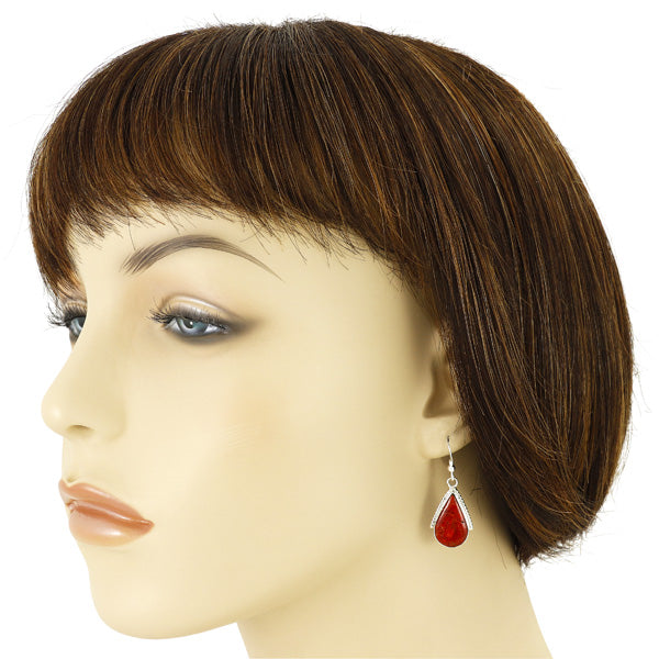 Coral Pendant & Earrings Set Sterling Silver PE4054-C74
