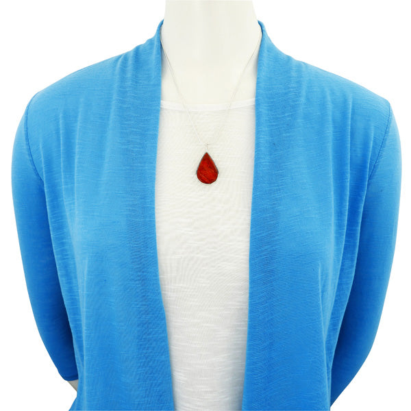 Coral Pendant & Earrings Set Sterling Silver PE4054-C74
