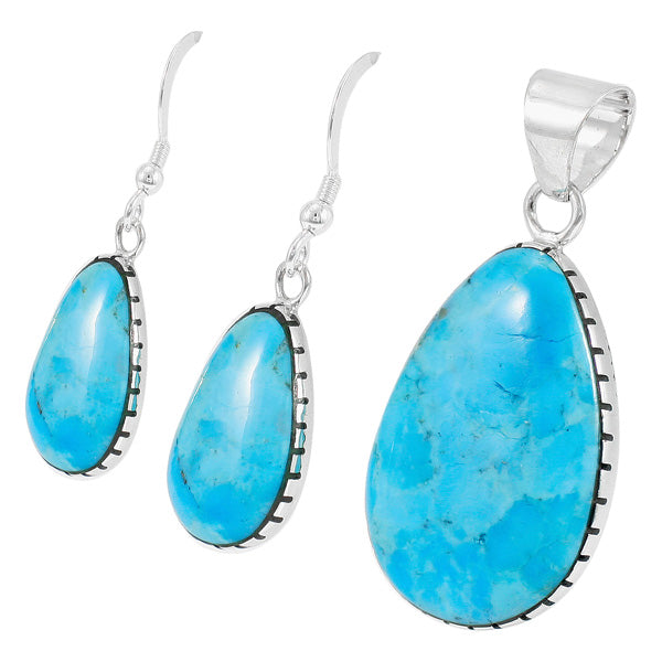 Sterling Silver Pendant & Earrings Set Turquoise PE4056-C75