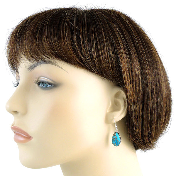 Sterling Silver Pendant & Earrings Set Matrix Turquoise PE4056-C84