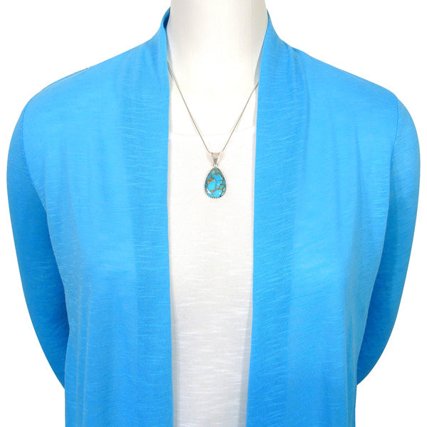 Sterling Silver Pendant & Earrings Set Matrix Turquoise PE4056-C84