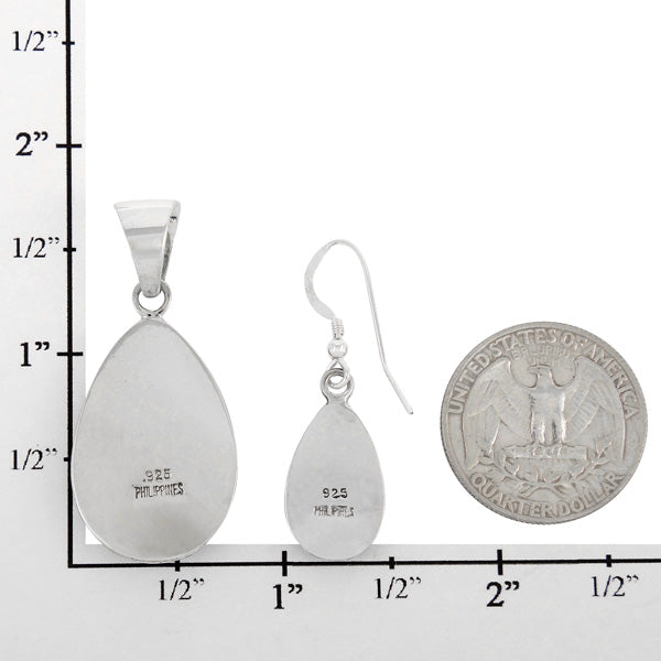 Sterling Silver Pendant & Earrings Set Turquoise PE4056-C05