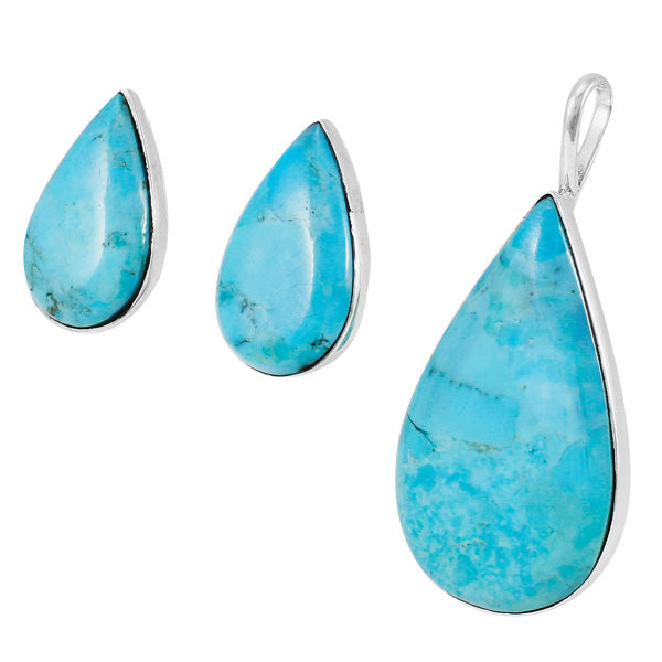 Sterling Silver Pendant & Earrings Set Turquoise PE4057-C75