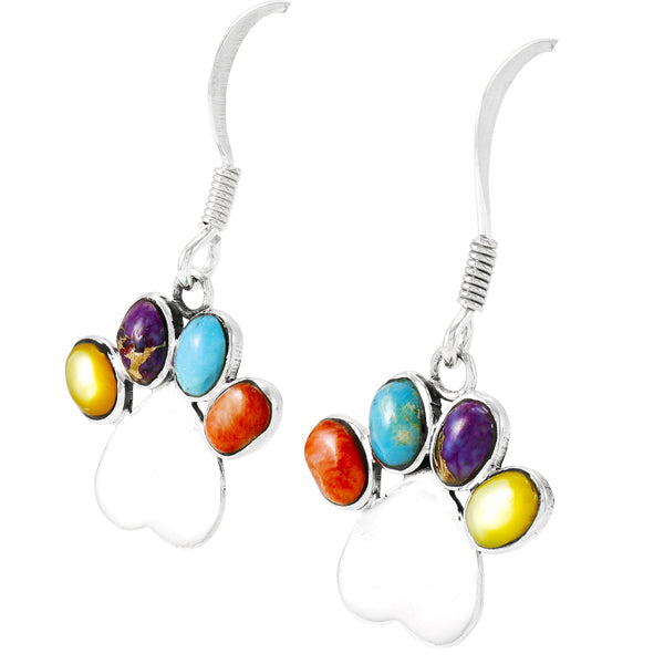 Multicolor Paw Hearts Earrings Sterling Silver E1453-C71