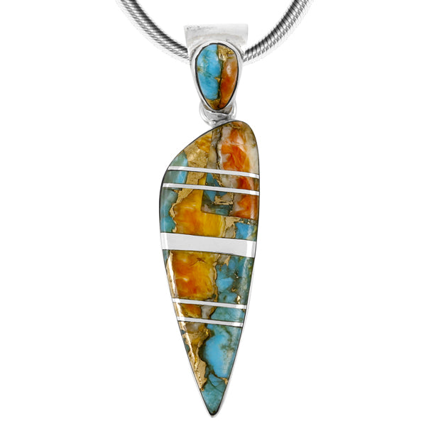 Spiny Turquoise Pendant Sterling Silver P3225-C89B