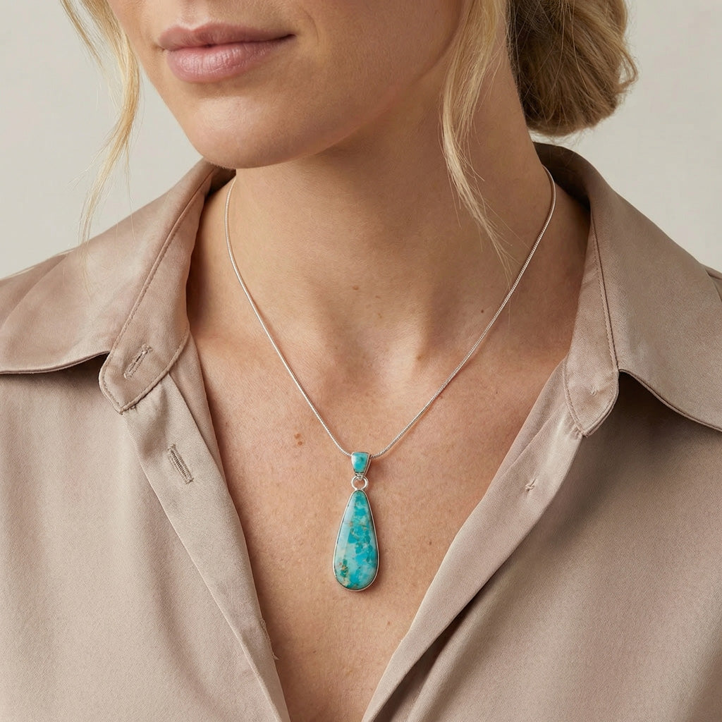 FINAL CLEARANCE - Turquoise Pendant SilveryCopper™ P3039-SB-C75