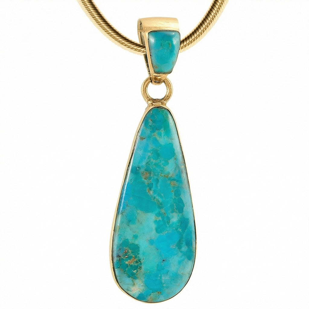 Turquoise Pendant GoldBrass P3039-GB-C75