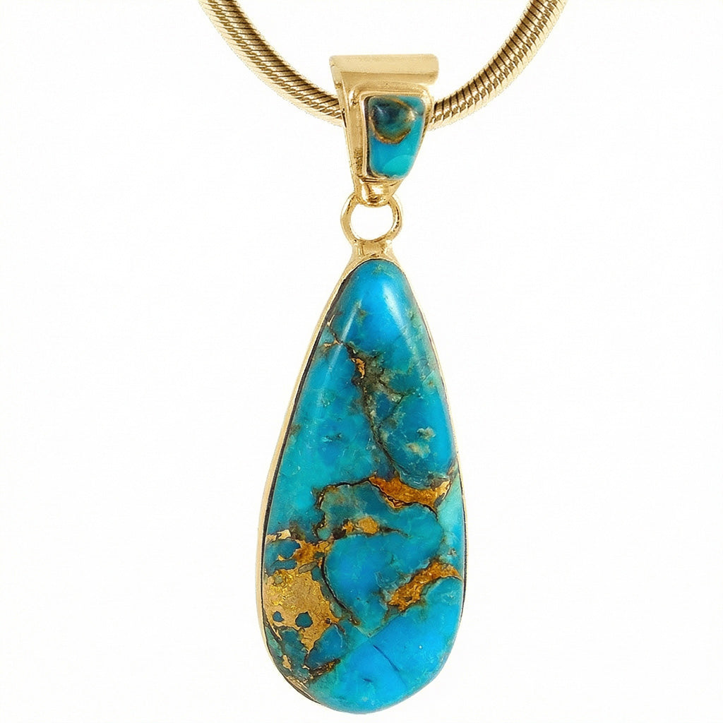 Matrix Turquoise Pendant GoldBrass P3039-GB-C84