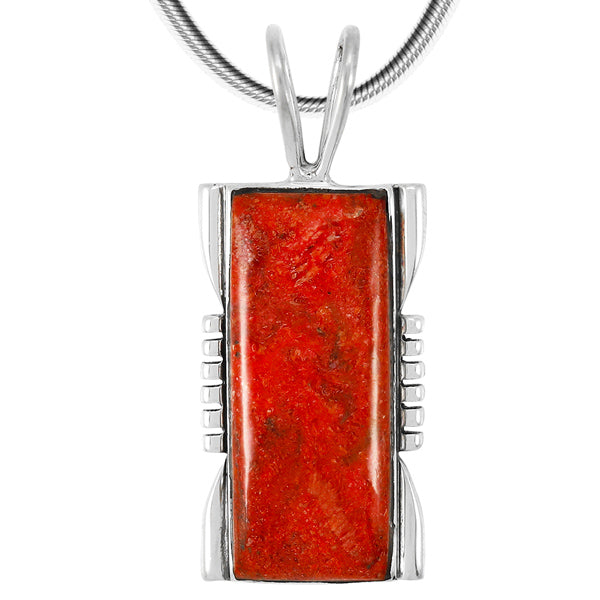 Coral Pendant Sterling Silver P3044-LG-C74