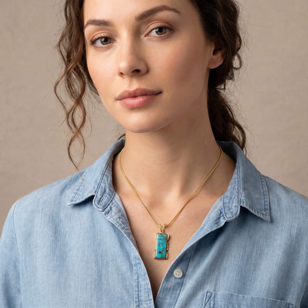 Matrix Turquoise Pendant GoldCopper P3044-LG-GB-C84