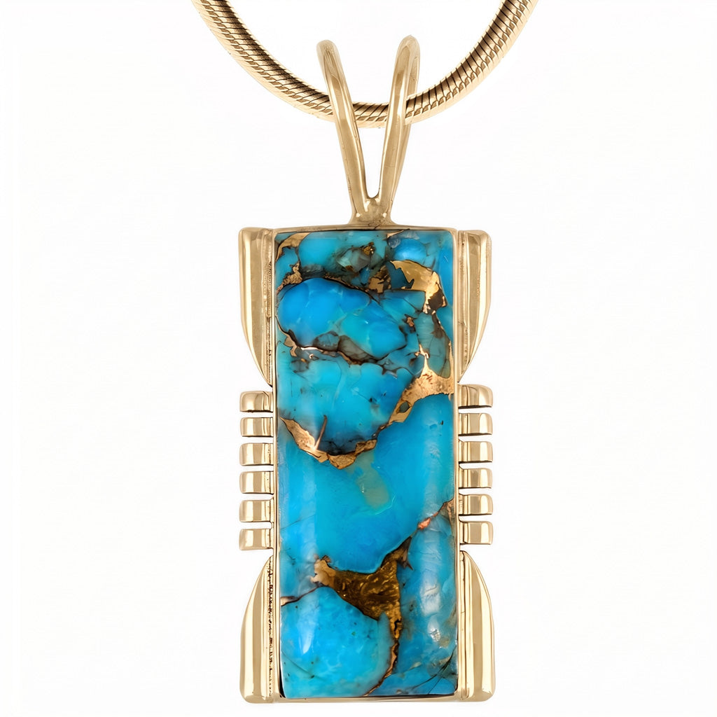 Matrix Turquoise Pendant GoldCopper P3044-LG-GB-C84