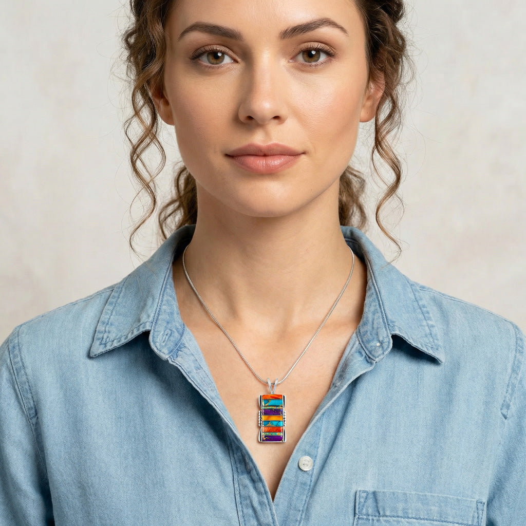 Sterling Silver Pendant Multicolor P3044-LG-C00