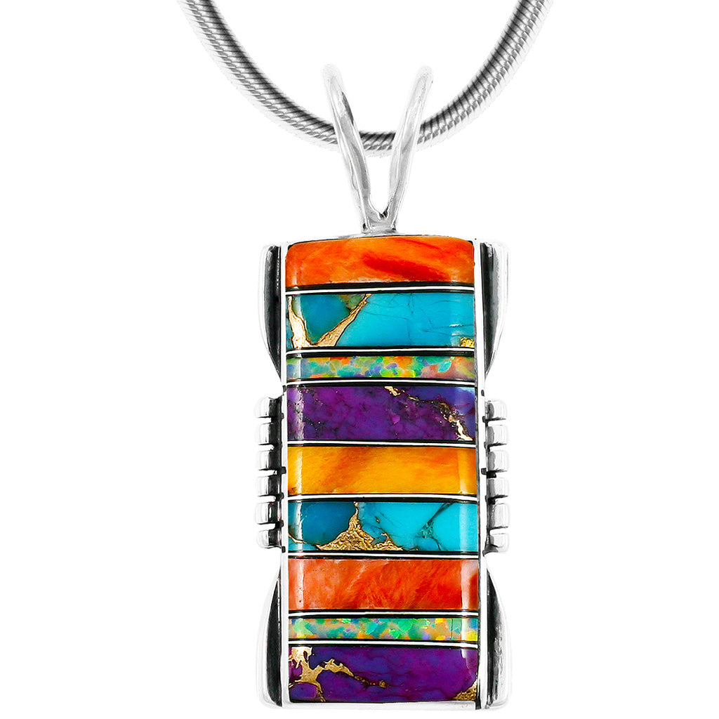 Multi Gemstone Pendant SilverBronzé P3044-LG-SB-C00