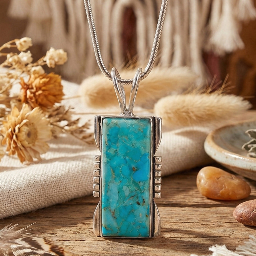 Turquoise Jewelry Pendant Sterling Silver P3044-LG-C75