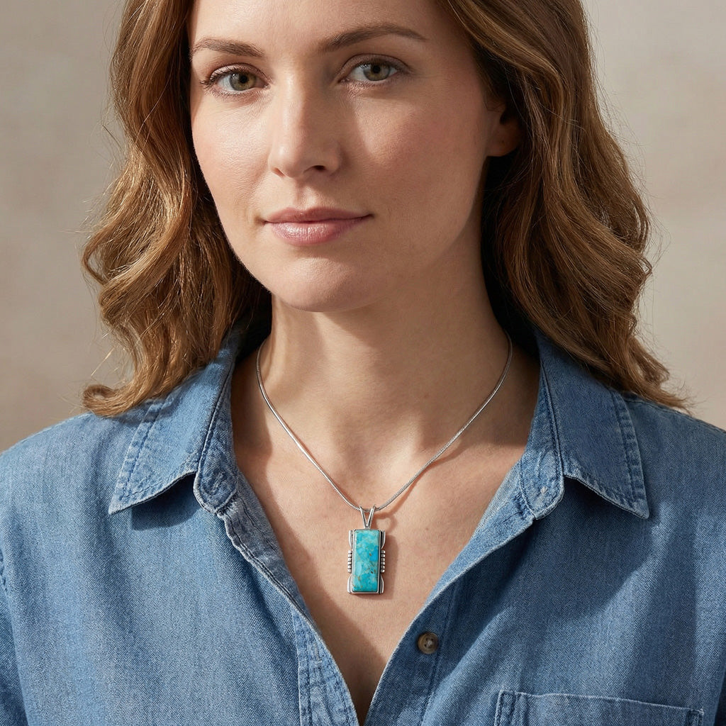 Turquoise Jewelry Pendant Sterling Silver P3044-LG-C75