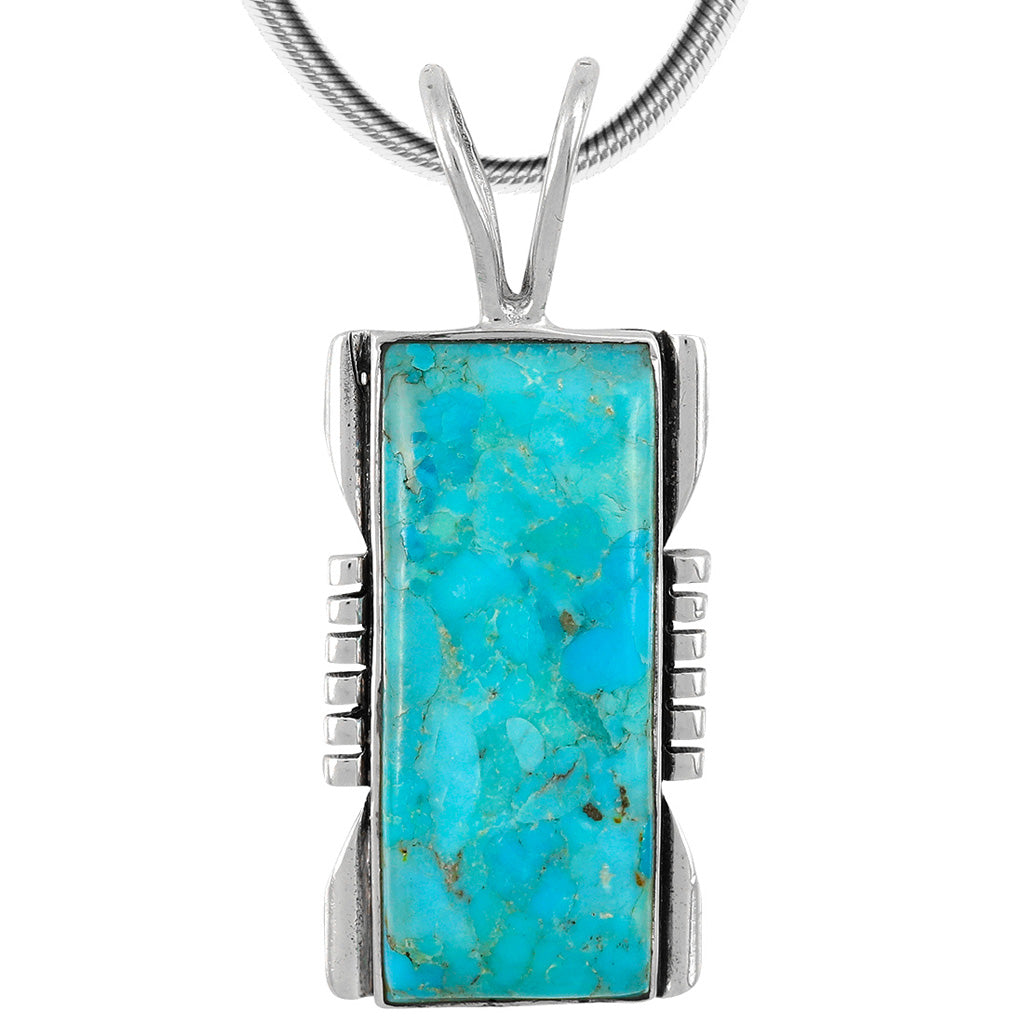 Turquoise Pendant SilverBronzé P3044-LG-SB-C75