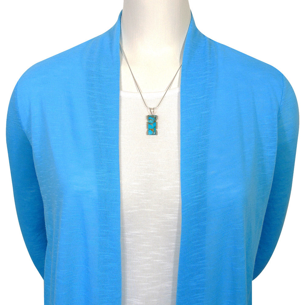 Matrix Turquoise Jewelry Pendant Sterling Silver P3044-LG-C84