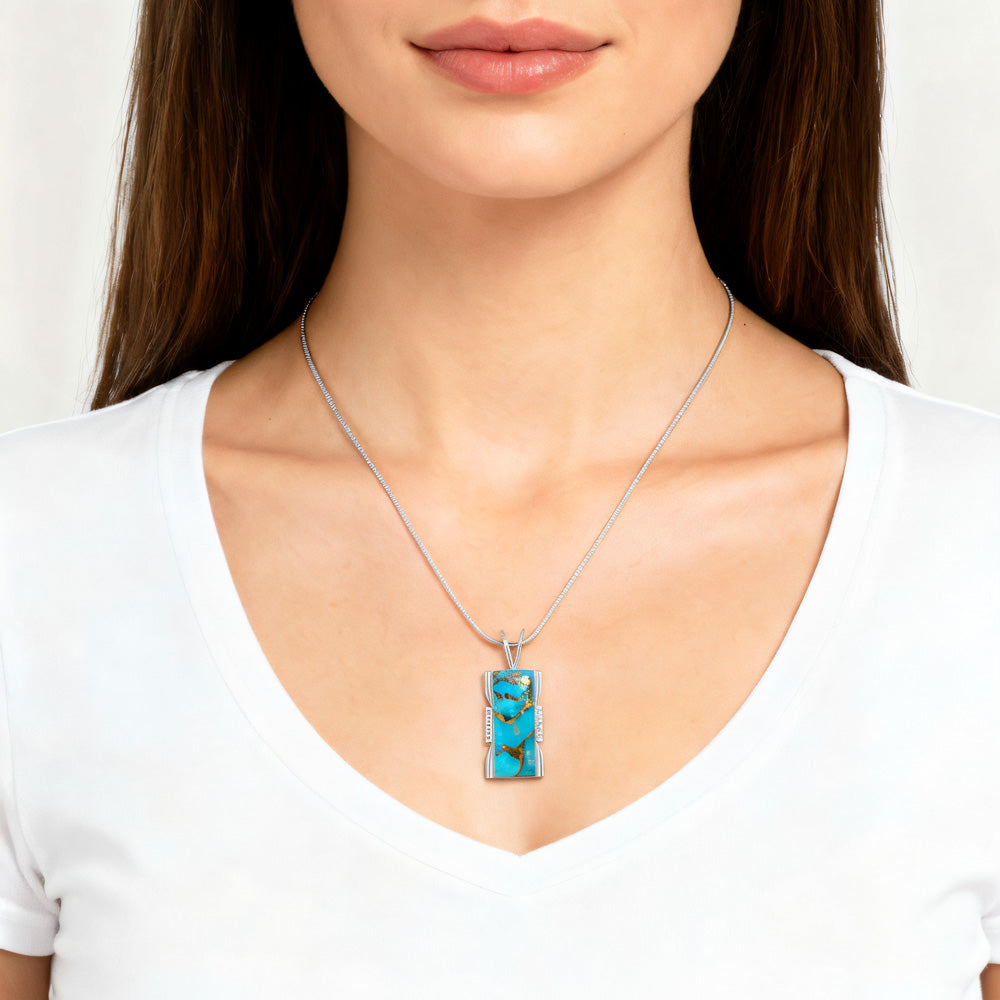 Matrix Turquoise Jewelry Pendant Sterling Silver P3044-LG-C84