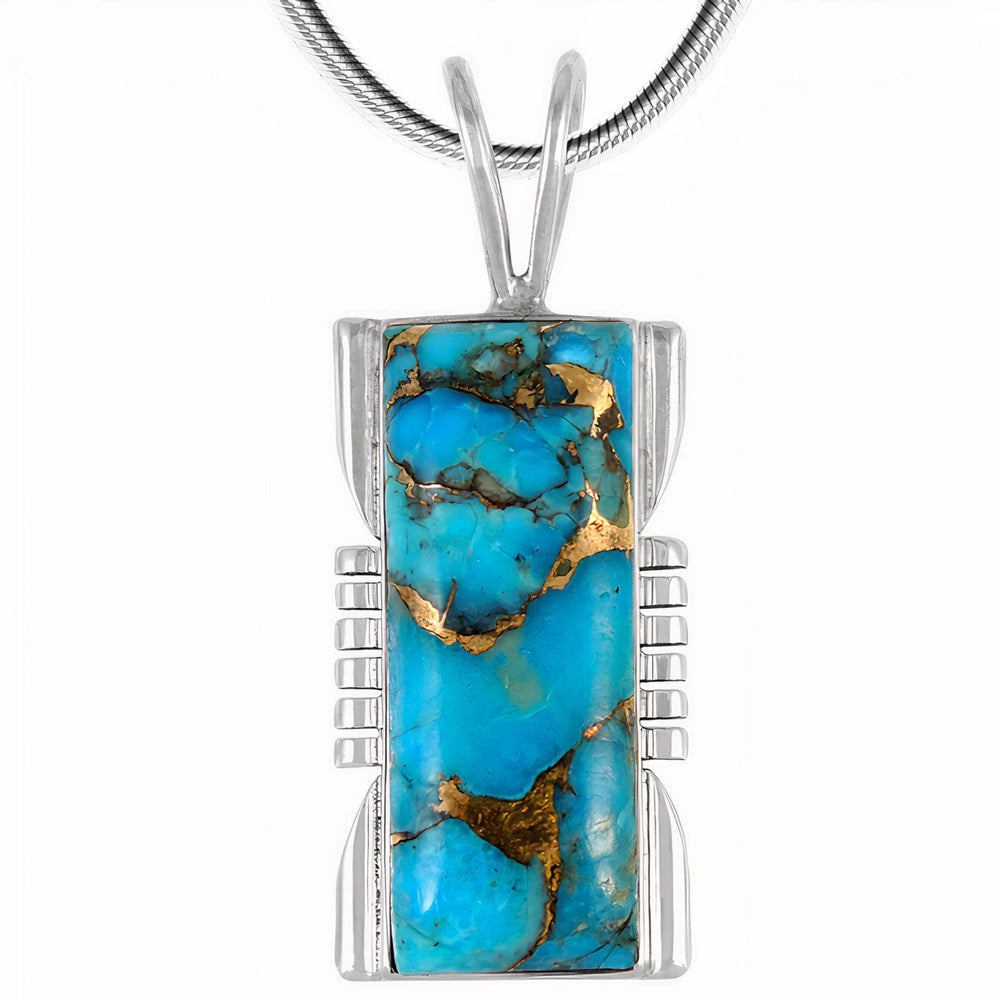 Matrix Turquoise Jewelry Pendant Sterling Silver P3044-LG-C84