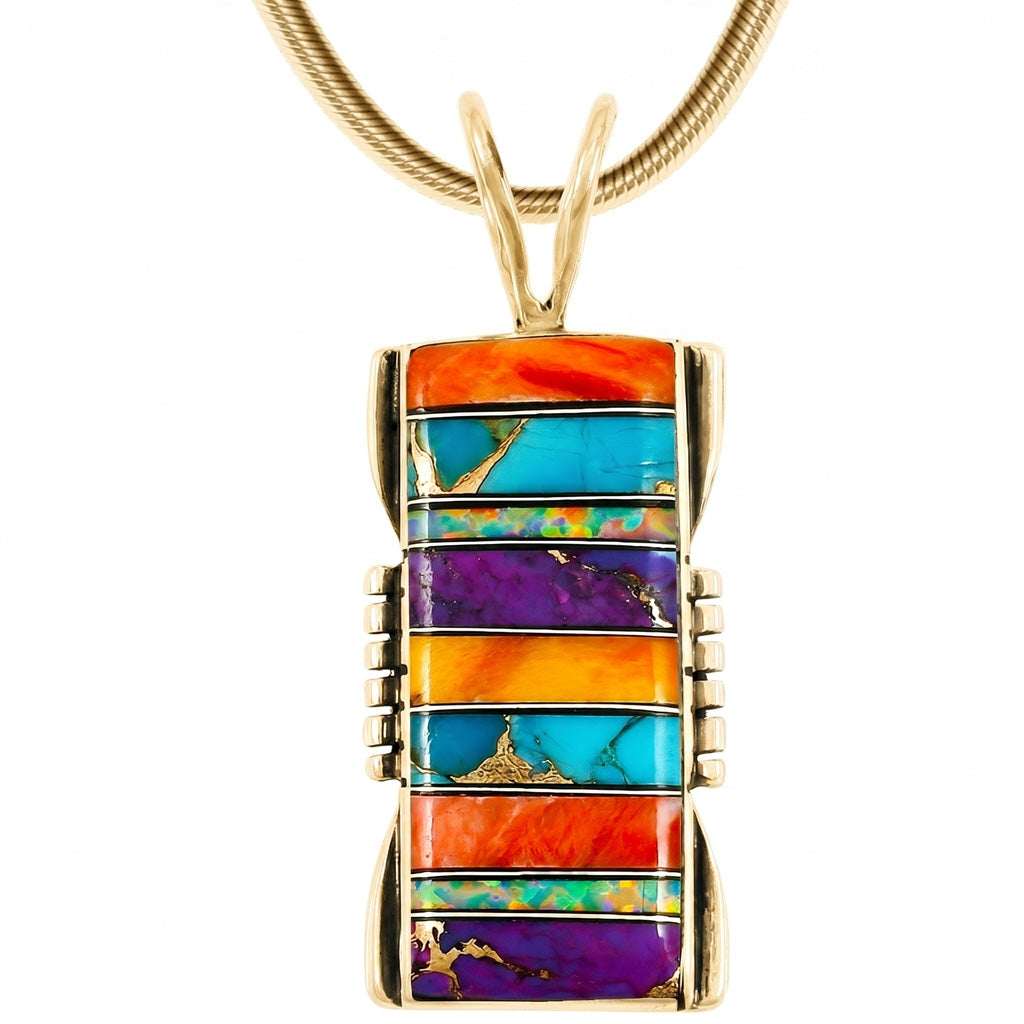 Multi Gemstone Pendant GoldCopper P3044-LG-GB-C00