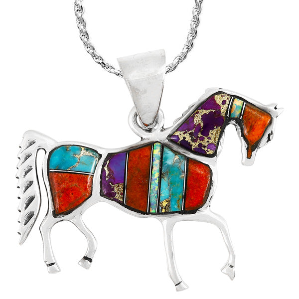 Horse Pendant Sterling Silver Multicolor P3048-C00