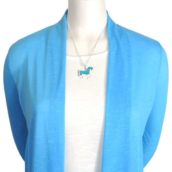 Sterling Silver Horse Pendant Turquoise P3048-C21