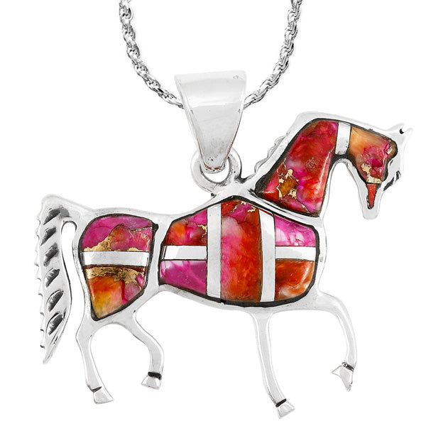 Horse Pendant Plum Spiny Sterling Silver P3048-C92