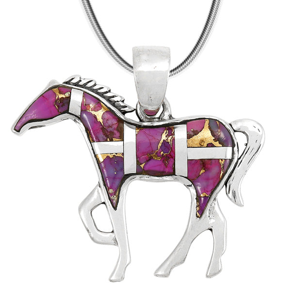 Horse Purple Turquoise Pendant Sterling Silver P3049-SM-C07